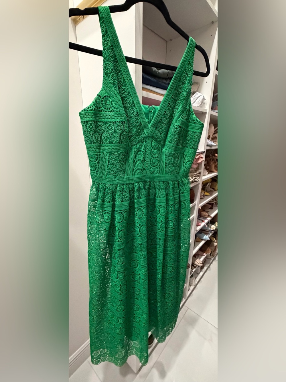 ANTONIO MELANI Green Lace Midi Dress
